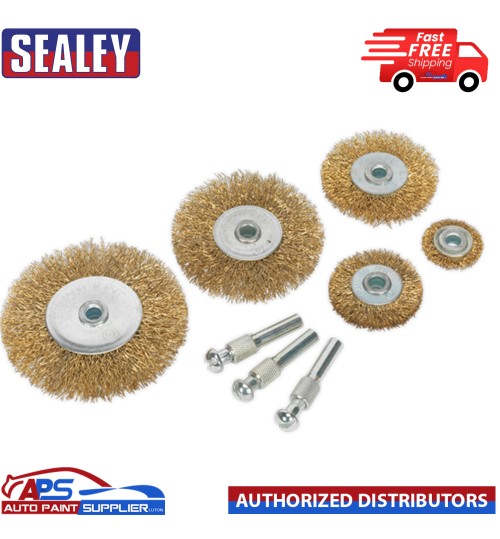 BWBS08 Sealey 8pc Wire Brush Set Brassed